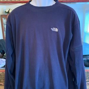 Navy North Face fleece pullover sweater